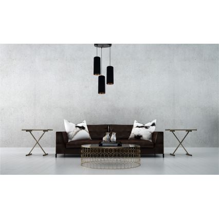 Luster na sajli AVALO 3xE27/60W/230V pr. 35 cm crno