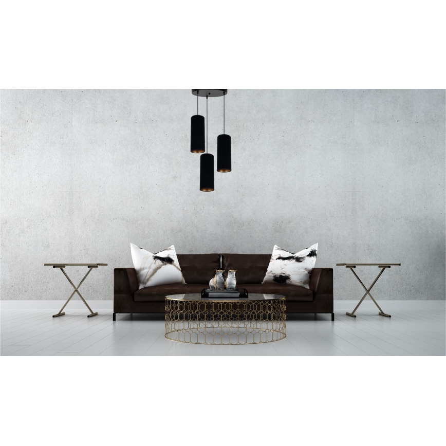 Luster na sajli AVALO 3xE27/60W/230V pr. 35 cm crno