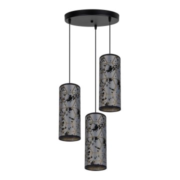 Luster na sajli AVALO 3xE27/60W/230V pr. 35 cm sivo/crno