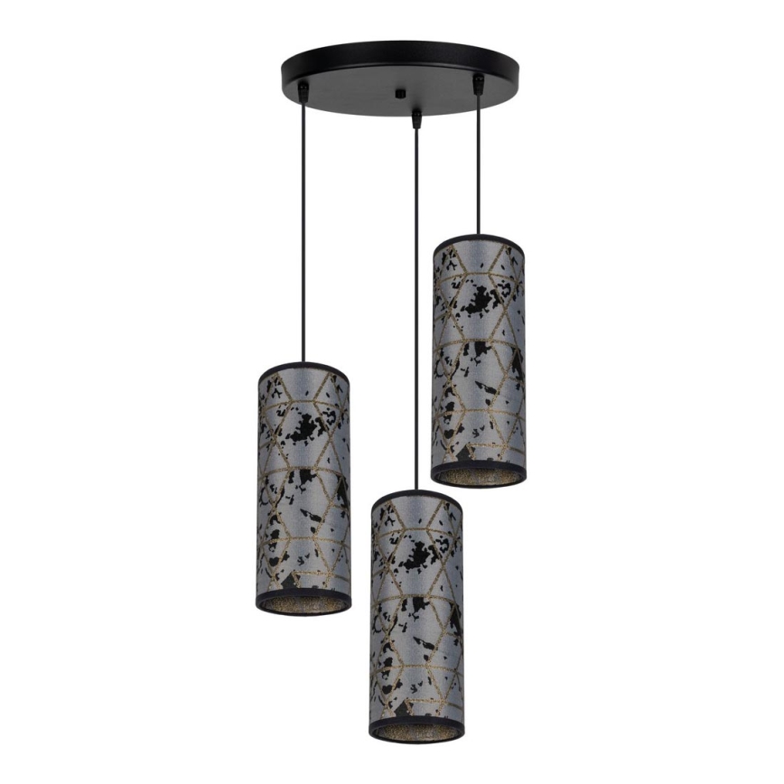 Luster na sajli AVALO 3xE27/60W/230V pr. 35 cm sivo/crno