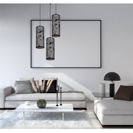 Luster na sajli AVALO 3xE27/60W/230V pr. 35 cm sivo/crno
