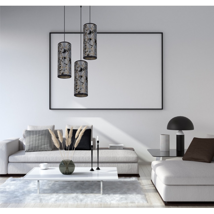 Luster na sajli AVALO 3xE27/60W/230V pr. 35 cm sivo/crno