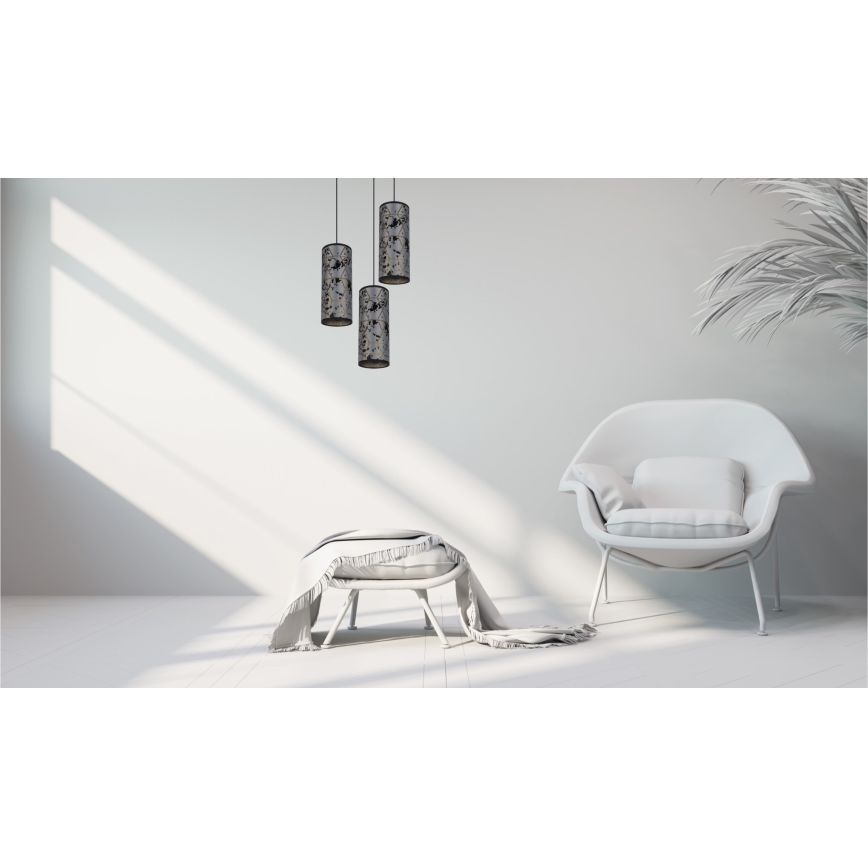 Luster na sajli AVALO 3xE27/60W/230V pr. 35 cm sivo/crno
