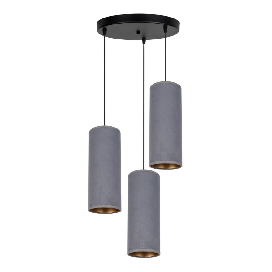 Luster na sajli AVALO 3xE27/60W/230V pr. 35 cm sivo
