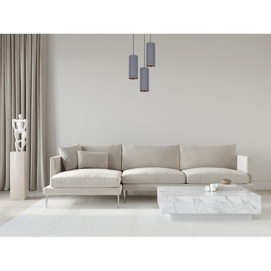 Luster na sajli AVALO 3xE27/60W/230V pr. 35 cm sivo