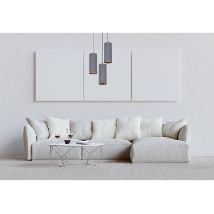 Luster na sajli AVALO 3xE27/60W/230V pr. 35 cm sivo