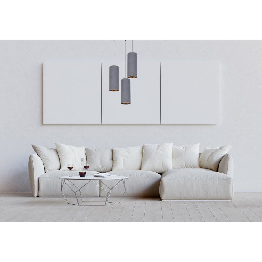 Luster na sajli AVALO 3xE27/60W/230V pr. 35 cm sivo