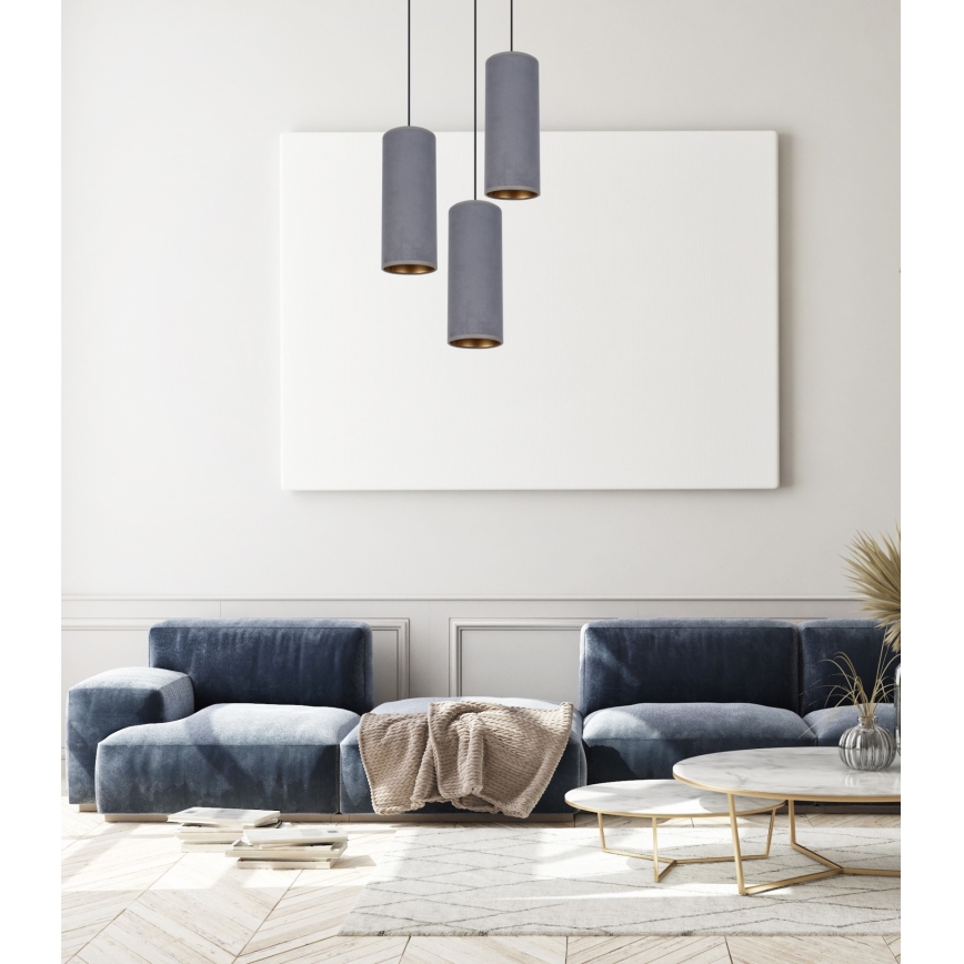 Luster na sajli AVALO 3xE27/60W/230V pr. 35 cm sivo