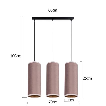 Luster na sajli AVALO 3xE27/60W/230V roze