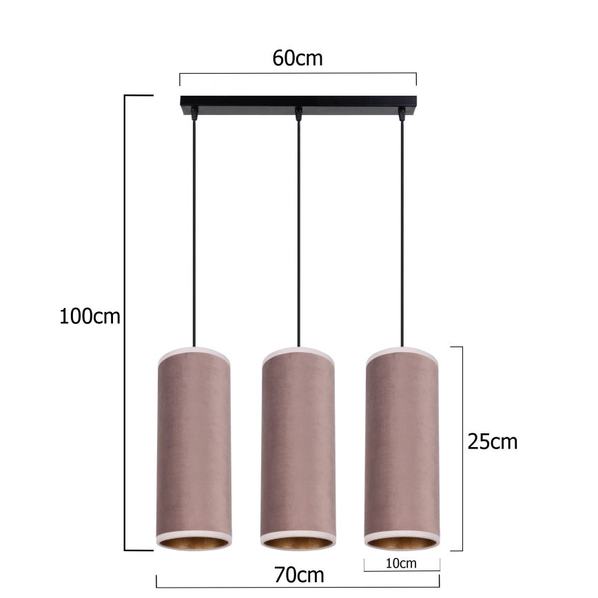Luster na sajli AVALO 3xE27/60W/230V roze