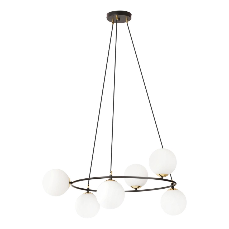 Luster na sajli AZURA 6xE14/10W/230V crno/bela