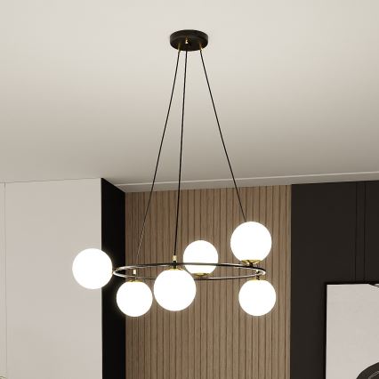 Luster na sajli AZURA 6xE14/10W/230V crno/bela