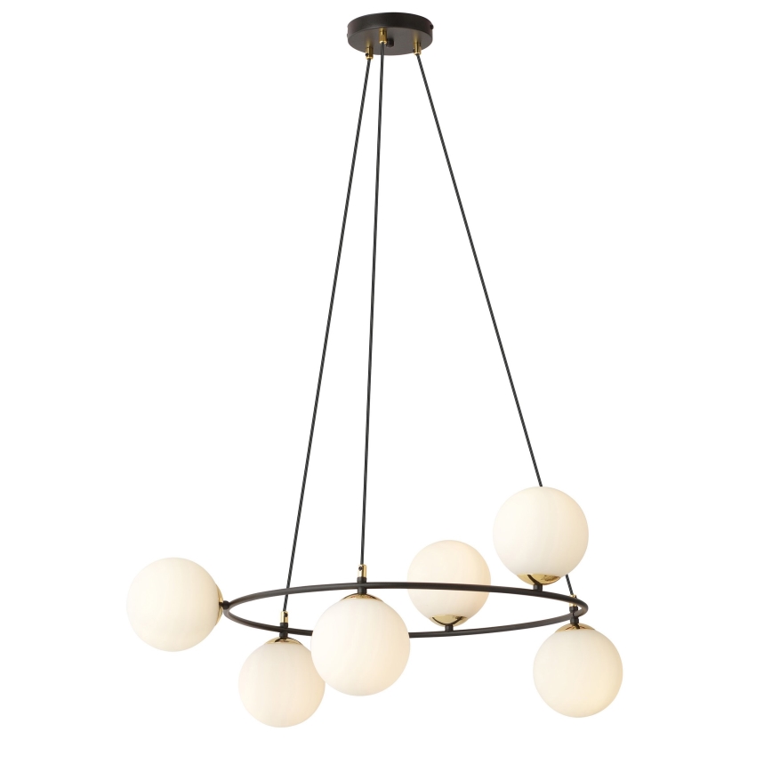 Luster na sajli AZURA 6xE14/10W/230V crno/bela