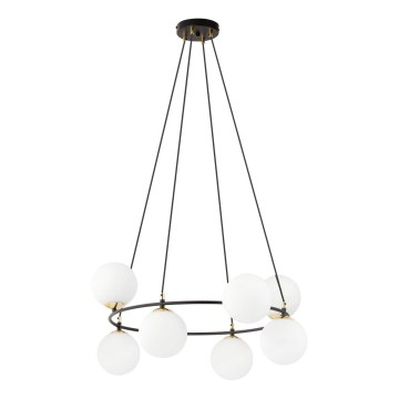 Luster na sajli AZURA 8xE14/10W/230V crno/bela