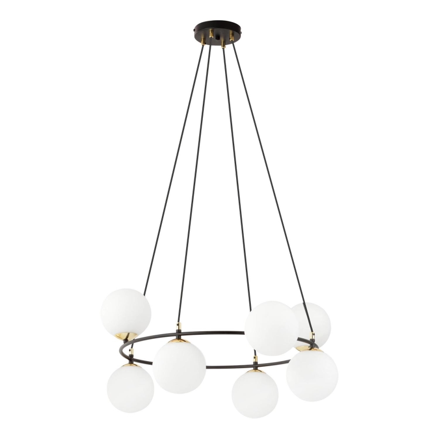 Luster na sajli AZURA 8xE14/10W/230V crno/bela