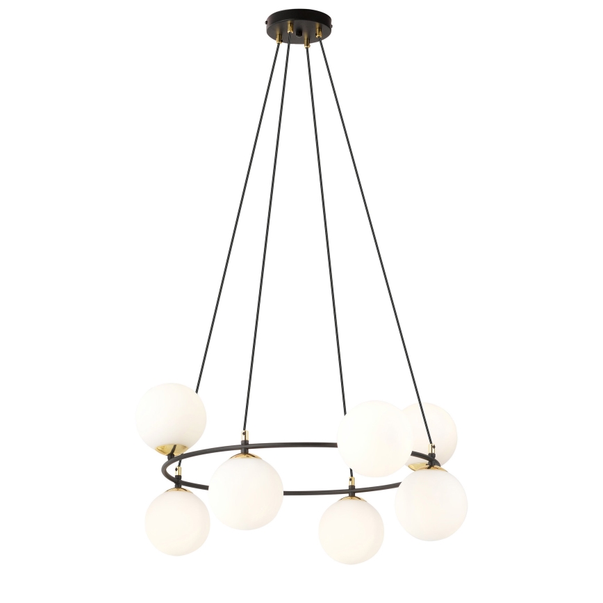 Luster na sajli AZURA 8xE14/10W/230V crno/bela