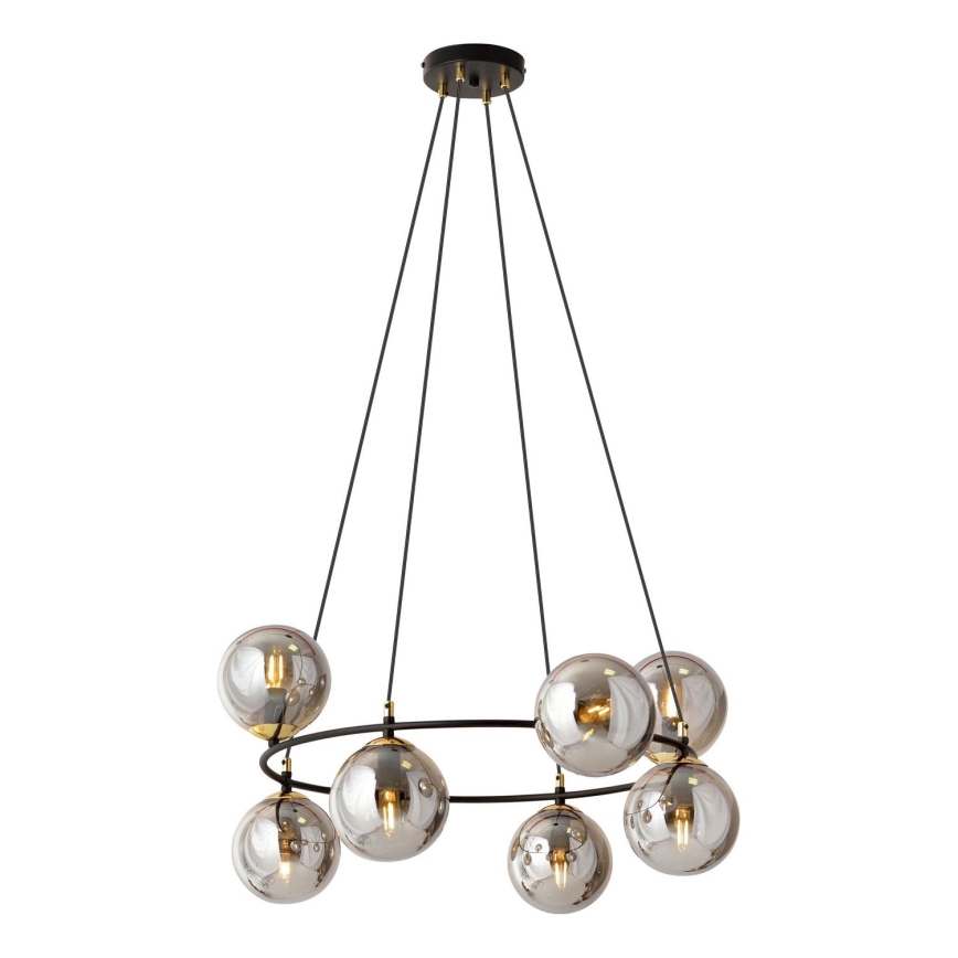 Luster na sajli AZURA 8xE14/10W/230V crno/sivo
