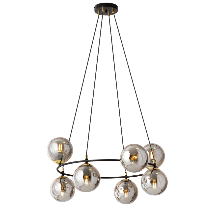 Luster na sajli AZURA 8xE14/10W/230V crno/sivo