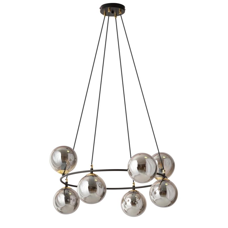 Luster na sajli AZURA 8xE14/10W/230V crno/sivo