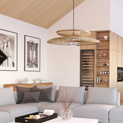 Luster na sajli BALI 1xE27/20W/230V pr. 60 cm bambus