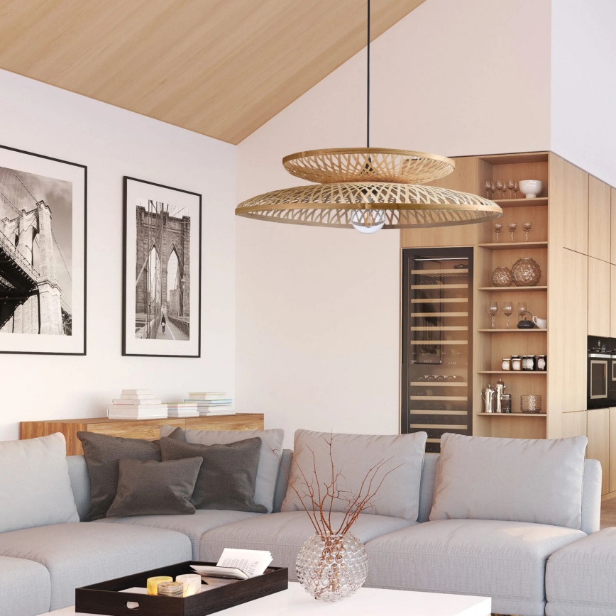 Luster na sajli BALI 1xE27/20W/230V pr. 60 cm bambus