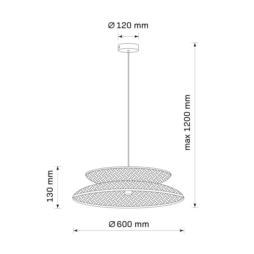Luster na sajli BALI 1xE27/20W/230V pr. 60 cm bambus