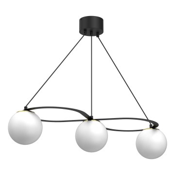Luster na sajli BALLO 3xE27/15W/230V crno/bela