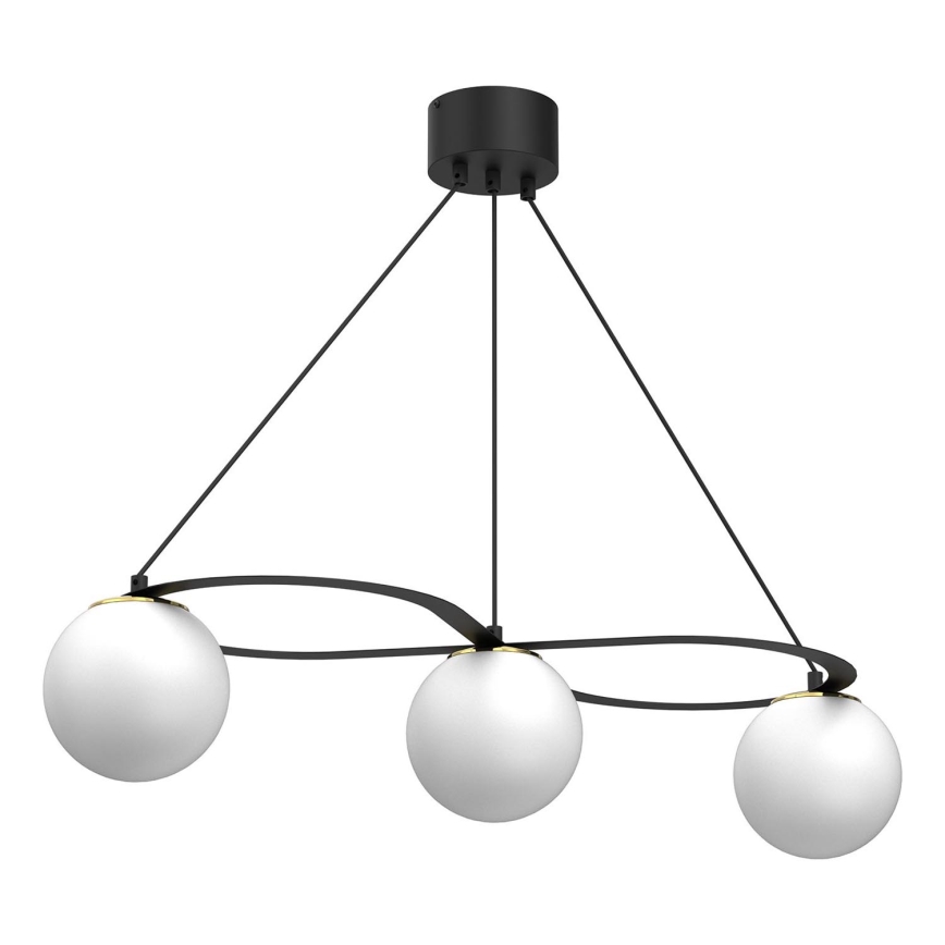 Luster na sajli BALLO 3xE27/15W/230V crno/bela