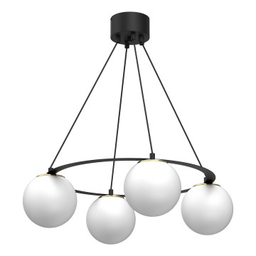 Luster na sajli BALLO 4xE27/15W/230V crno/bela