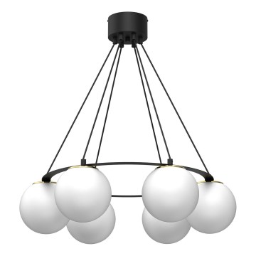 Luster na sajli BALLO 6xE27/15W/230V crno/bela