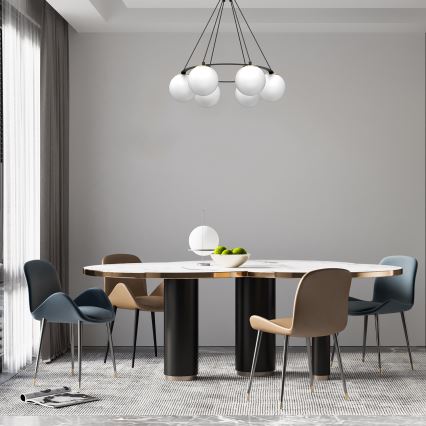 Luster na sajli BALLO 6xE27/15W/230V crno/bela