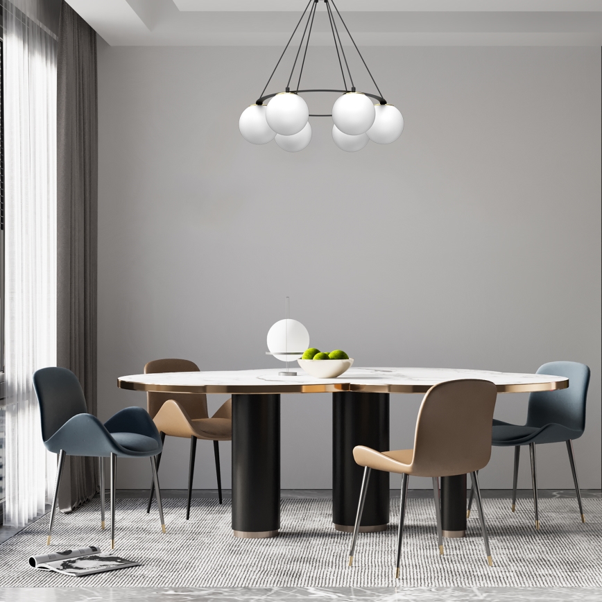 Luster na sajli BALLO 6xE27/15W/230V crno/bela