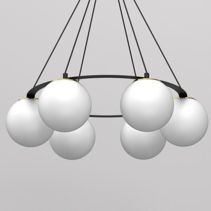 Luster na sajli BALLO 6xE27/15W/230V crno/bela