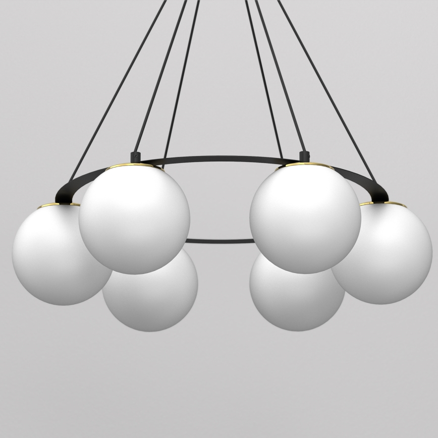 Luster na sajli BALLO 6xE27/15W/230V crno/bela