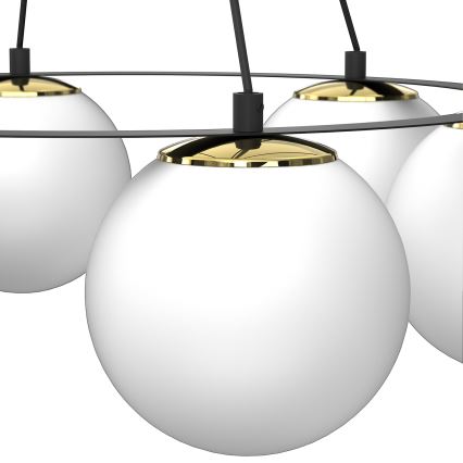 Luster na sajli BALLO 6xE27/15W/230V crno/bela