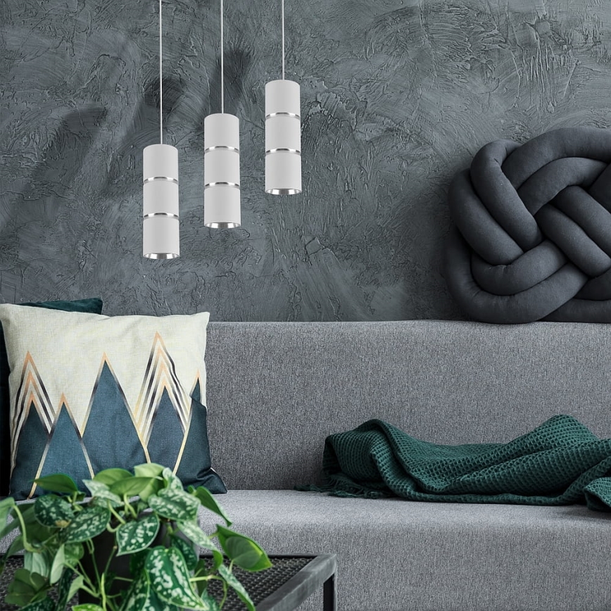 Luster na sajli BAMBOO 1xGU10/10W/230V bela