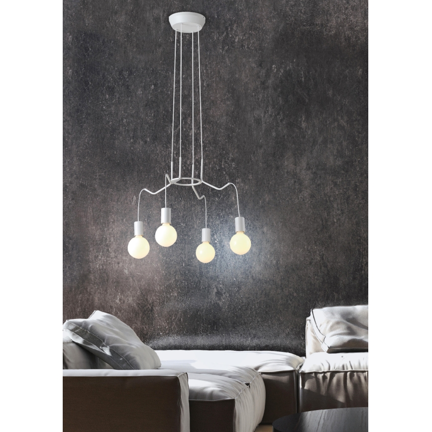 Luster na sajli BASSO 4xE27/40W/230V bela