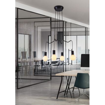 Luster na sajli BASSO 4xE27/40W/230V crno