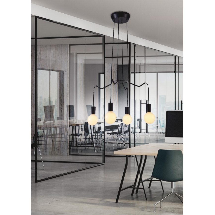 Luster na sajli BASSO 4xE27/40W/230V crno