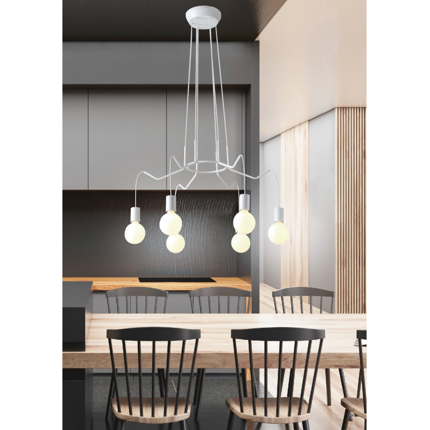 Luster na sajli BASSO 6xE27/40W/230V bela