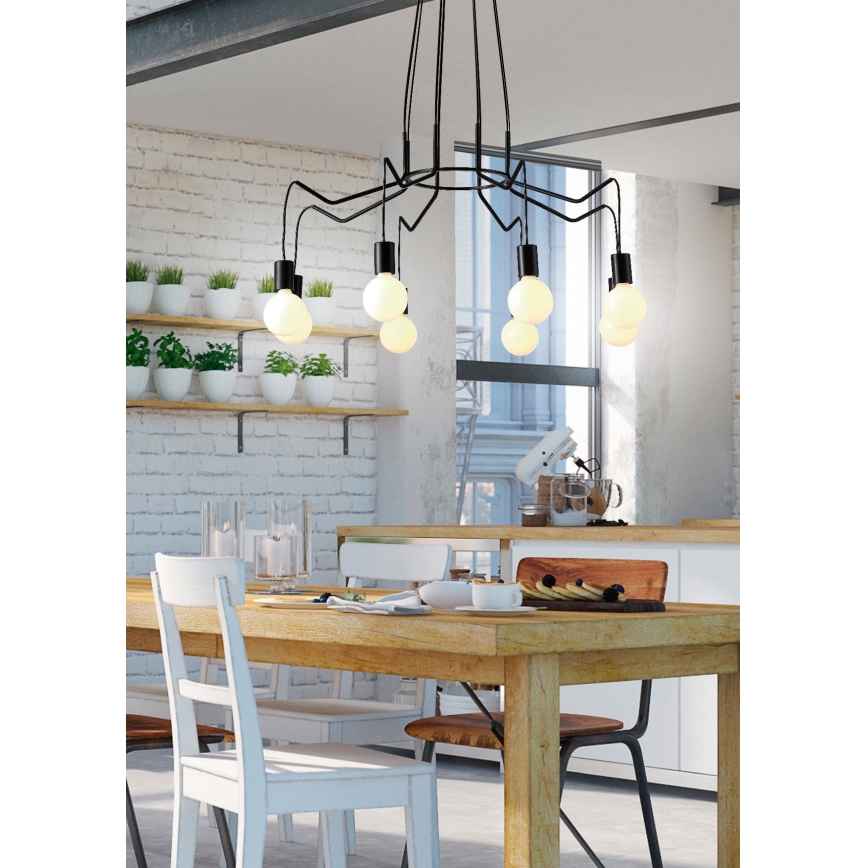 Luster na sajli BASSO 8xE27/40W/230V crno