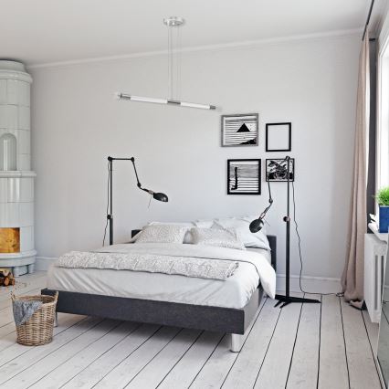 Luster na sajli BASTONE WHITE 2xE14/40W/230V bela/sjajni krom