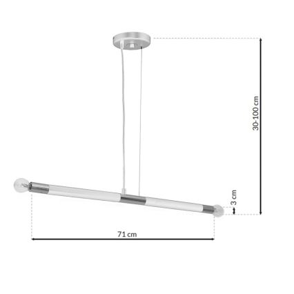 Luster na sajli BASTONE WHITE 2xE14/40W/230V bela/sjajni krom