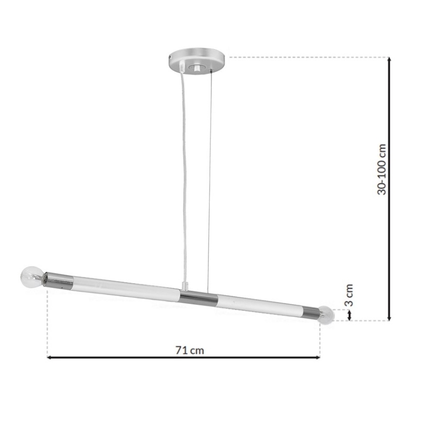Luster na sajli BASTONE WHITE 2xE14/40W/230V bela/sjajni krom