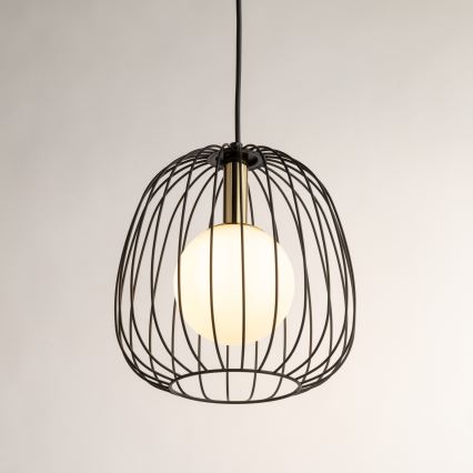 Luster na sajli BELL 1xG9/12W/230V pr. 24 cm crno/zlatna