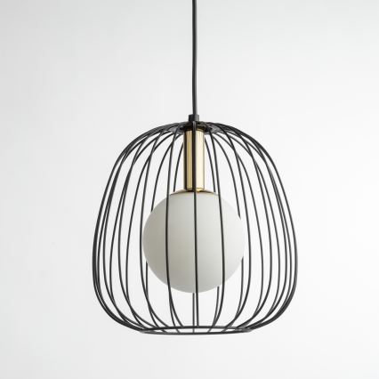 Luster na sajli BELL 1xG9/12W/230V pr. 24 cm crno/zlatna