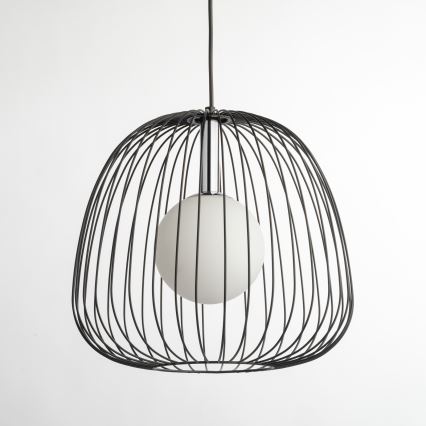 Luster na sajli BELL 1xG9/12W/230V pr. 33 cm crno/sjajni krom