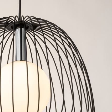 Luster na sajli BELL 1xG9/12W/230V pr. 33 cm crno/sjajni krom