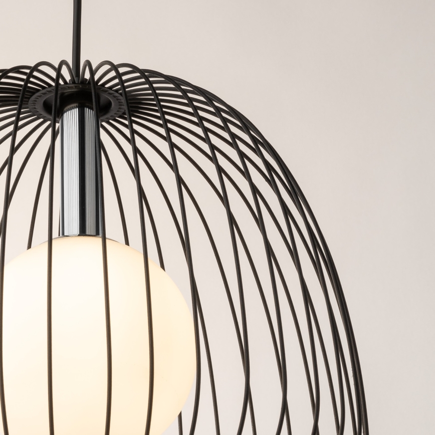 Luster na sajli BELL 1xG9/12W/230V pr. 33 cm crno/sjajni krom