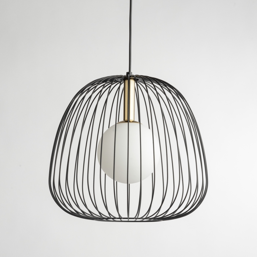 Luster na sajli BELL 1xG9/12W/230V pr. 33 cm crno/zlatna